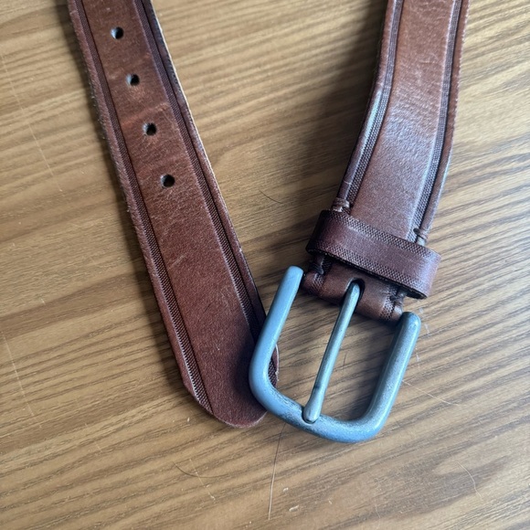 Fossil belt size 36 brown leather silver buckle - Picture 2 of 7